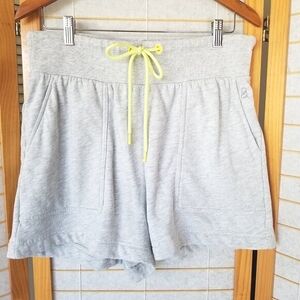 Lou & Grey Heather Gray Athletic Drawstring Shorts with Neon Yellow Tie